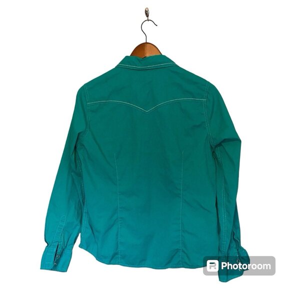 Bit & Bridal Women's Button Down Shirt size M Turquoise Blue Western Juniors - Picture 2 of 4